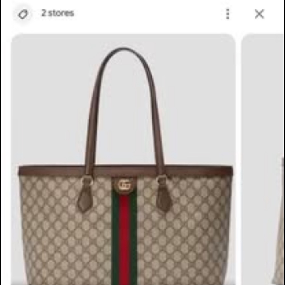 Gucci Beige and Brown Tote with Green and Red Stripes